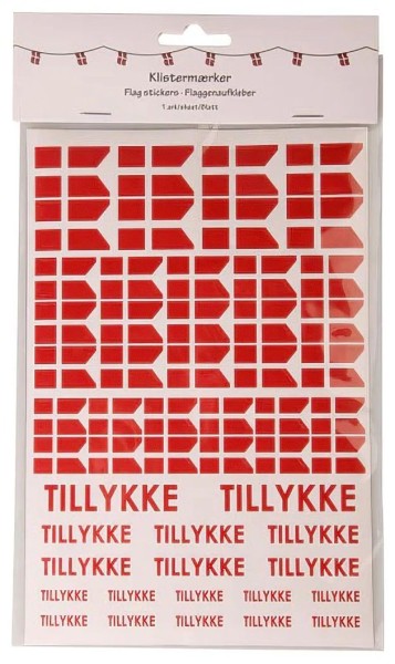 Aufkleber-Set "Tillykke & Dannebrog"