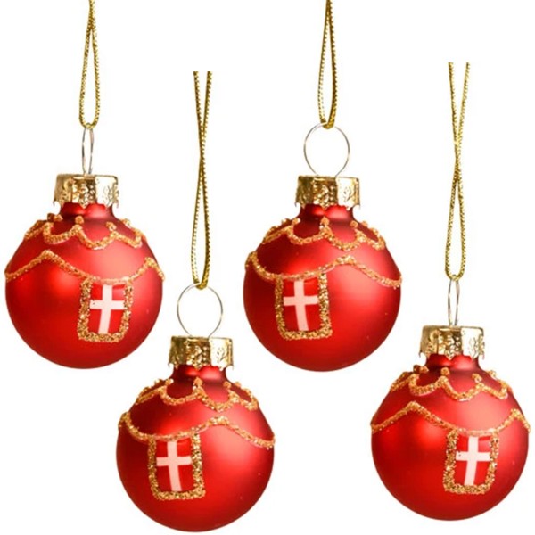 Weihnachtsbaumkugel Dannebrog rot 4er Set