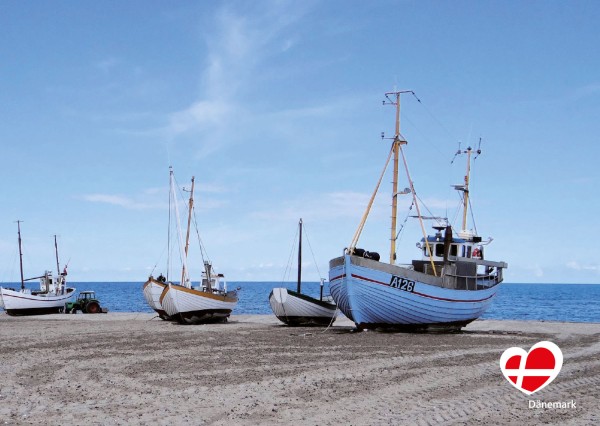 Postkarte "Fischerboote am Slettestrand"