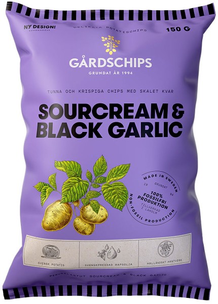 Gårdschips Sourcream & ­Black garlic