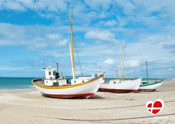 Postkarte "Fischerboote in Slettestrand"