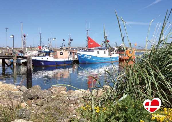 Postkarte "Fischerboote in Hvide Sande"