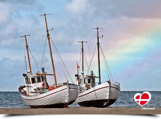 Postkarte "Fischerboote am Slettestrand"