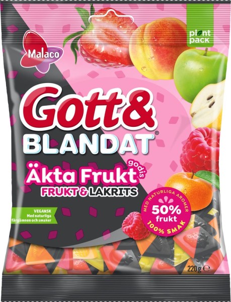 Malaco Gott & Blandat Äkta Frukt & Lakrits