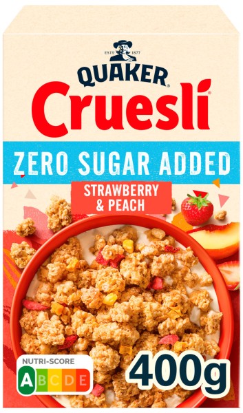 Quaker Cruesli Strawberry & Peach Zero Sugar Added