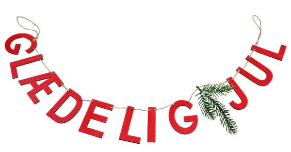 Girlande "Glædelig Jul" aus Holz