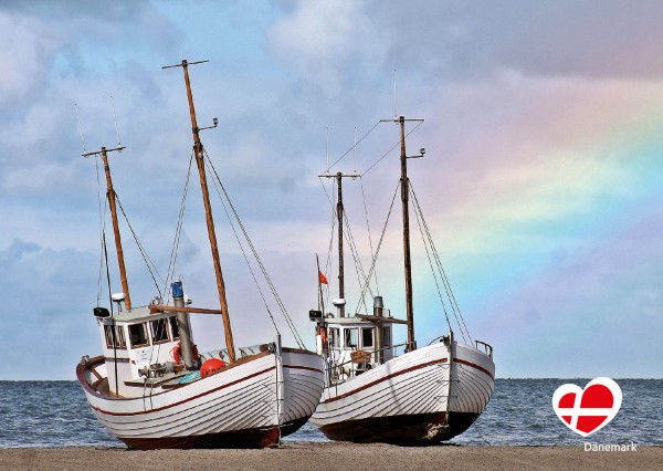 Postkarte "Fischerboote am Slettestrand"