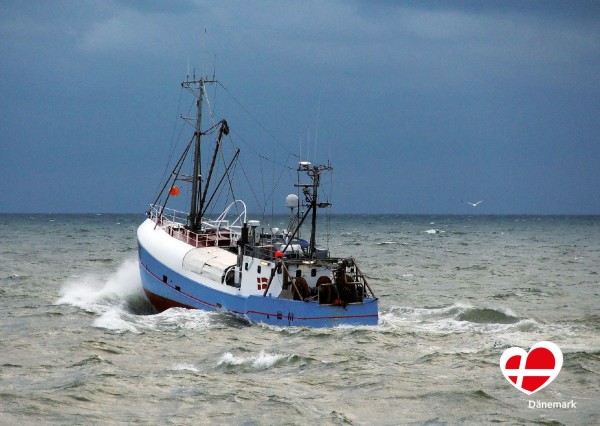 Postkarte "Fischerboot in Hvide Sande"