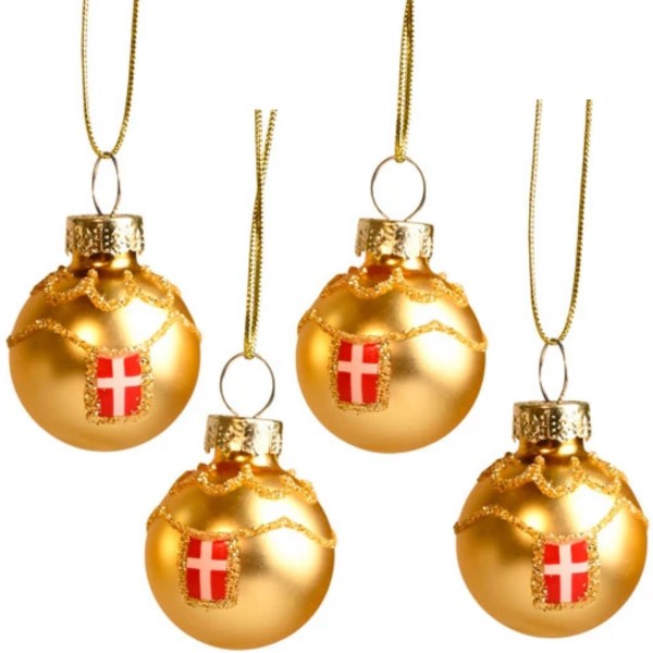 Weihnachtsbaumkugel Dannebrog gold 4er Set