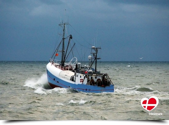 Postkarte "Fischerboot in Hvide Sande"