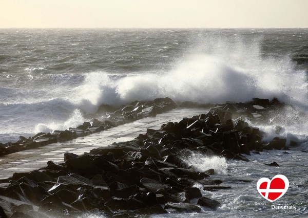 Postkarte "Sturm in Thyborøn"