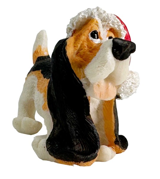 Hund mit Schlappohren & Weihnachtsmütze