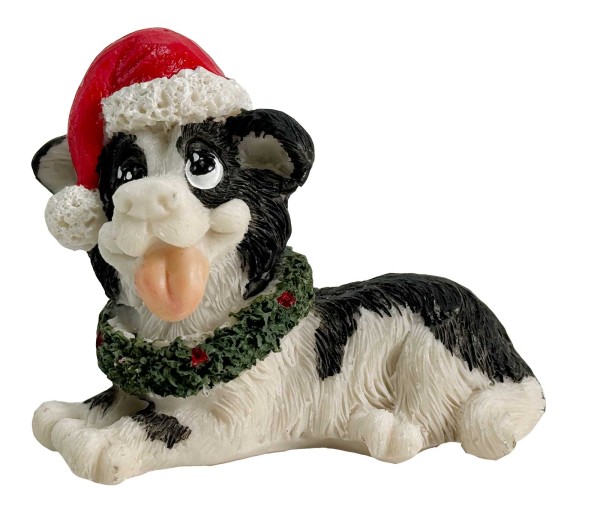 Hund mit Kranz & Weihnachtsmütze